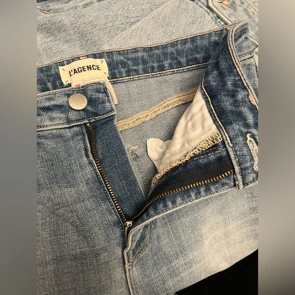 L'AGENCE High Line High Rise Skinny Distressed Frayed raw-cut cuffs Jeans 25 - Picture 11 of 11